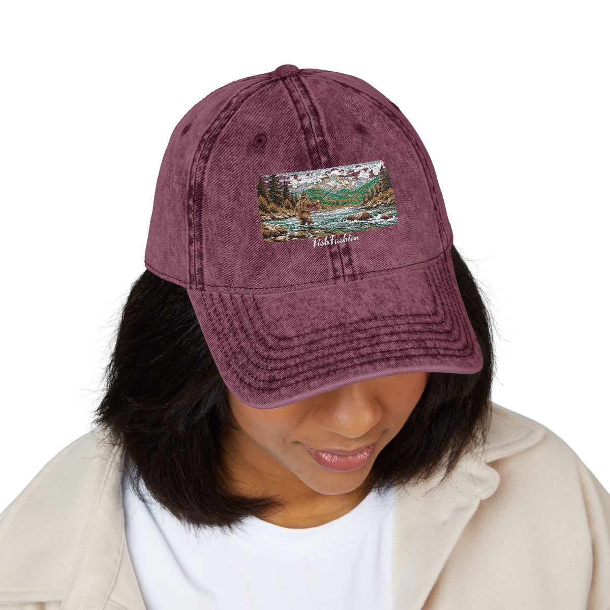 Vintage Embroidered Sequin Landscape Cap