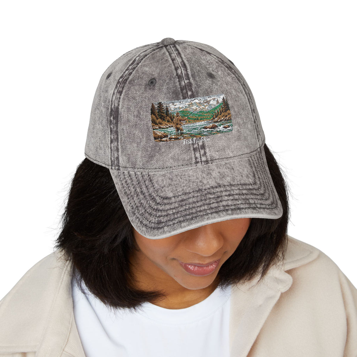 Vintage Embroidered Sequin Landscape Cap