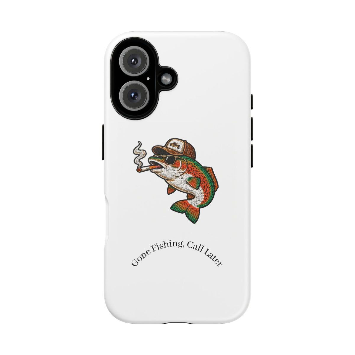 Phone Case — "Gone Fishing, Call Later" Retro Smoking Fish Design