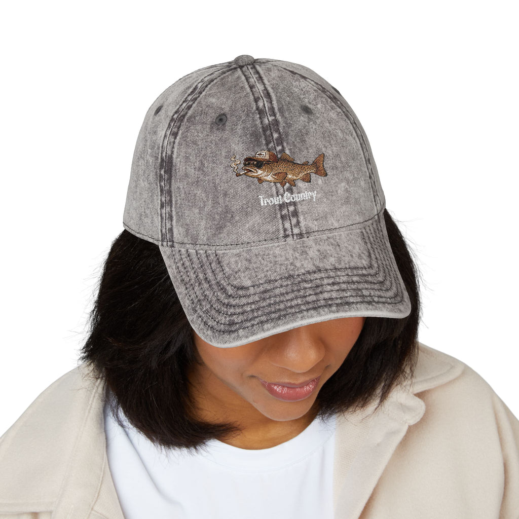 Embroidered Trout Vintage Cap – River Run Fishing Hat