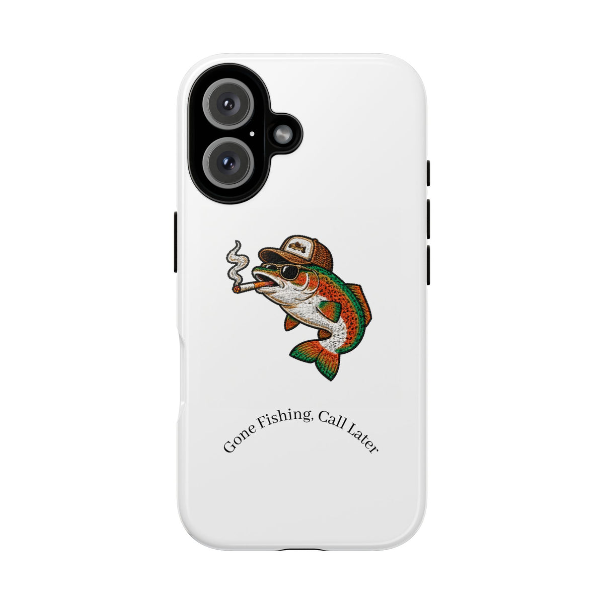 Phone Case — "Gone Fishing, Call Later" Retro Smoking Fish Design
