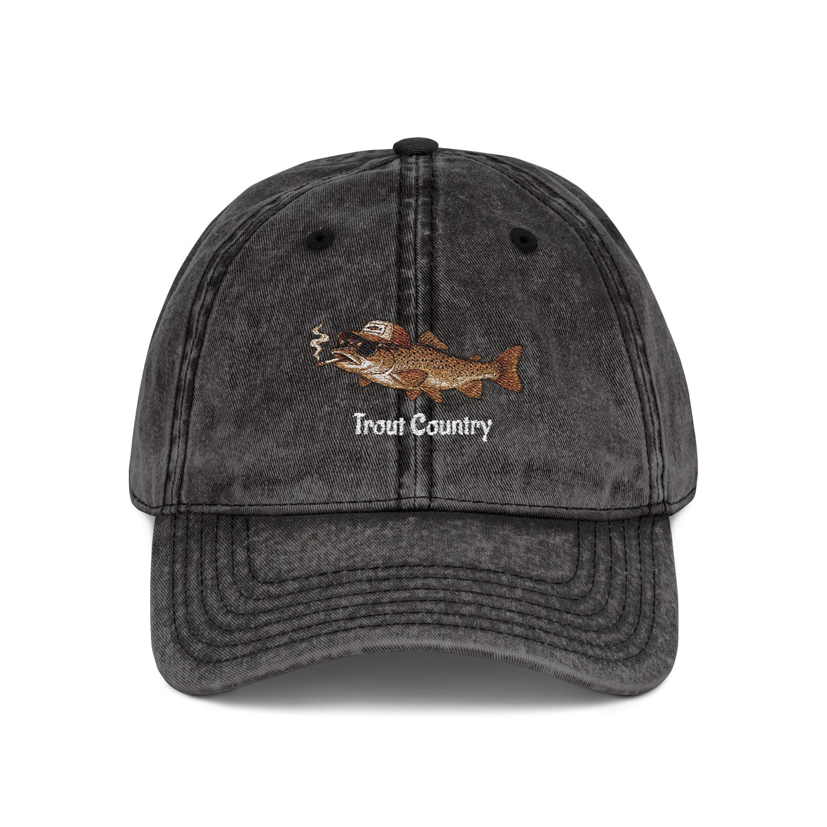 Embroidered Trout Vintage Cap – River Run Fishing Hat