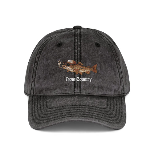 Embroidered Trout Vintage Cap – River Run Fishing Hat
