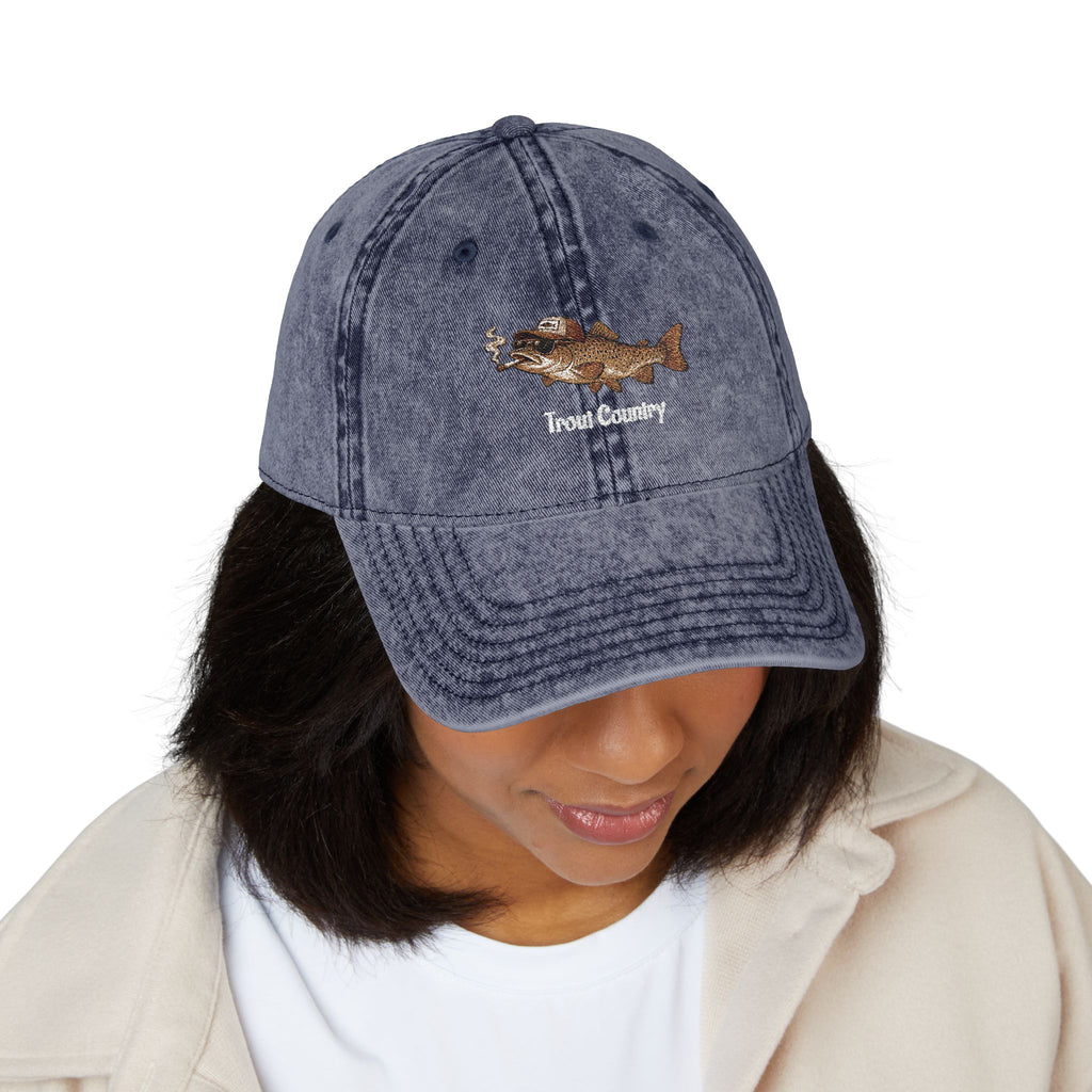 Embroidered Trout Vintage Cap – River Run Fishing Hat